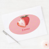 Aardbei Stippen met  Tekst Ovale Sticker (Envelop)