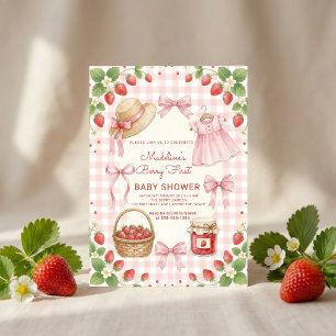 Aardbei strik baby shower Eerste Bes Zoet Kaart