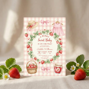 Aardbei strik baby shower Eerste Bes Zoet Kaart
