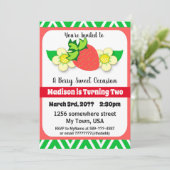 Aardbei Summer Birthday Party Invitations Kaart (Staand voorkant)