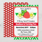Aardbei Summer Birthday Party Invitations Kaart (Voorkant / Achterkant)