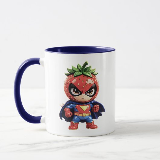 Aardbei Superheld Schattig Cartoon Mok (Links)