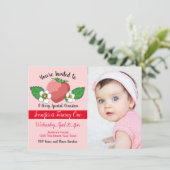 Aardbei Sweet 1e verjaardag Kaart (Staand voorkant)