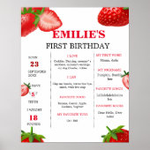 Aardbei Sweet Baby 1e Verjaardag Mijlpaal teken Poster (Voorkant)