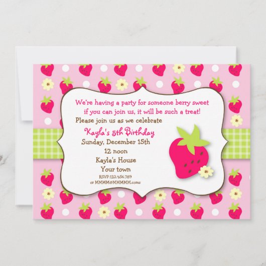 Aardbei Sweet Berry Birthday Party Invitations Kaart (Voorkant)