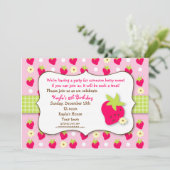 Aardbei Sweet Berry Birthday Party Invitations Kaart (Staand voorkant)