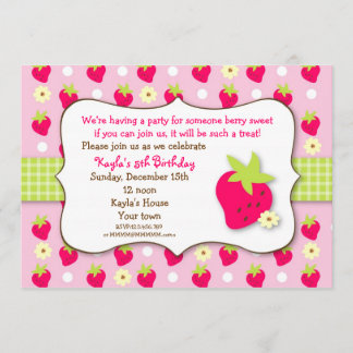 Aardbei Sweet Berry Birthday Party Invitations Kaart