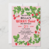 Aardbei Sweet Birthday (rood en roze) Kaart (Voorkant)