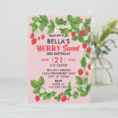 Aardbei Sweet Birthday (rood en roze) Kaart (Staand voorkant)