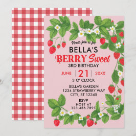 Aardbei Sweet Birthday (rood en roze) Kaart