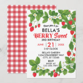 Aardbei Sweet Birthday (rood en wit) Kaart (Voorkant / Achterkant)