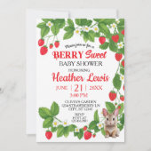 Aardbei Sweet Bunny Baby shower (Rood & Wit) Kaart (Voorkant)