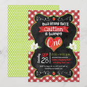 Aardbei Sweet Chalkboard Girl Eerste Verjaardag Kaart (Voorkant / Achterkant)