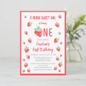 Aardbei Sweet eerste verjaardag Kaart (Staand voorkant)