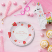 Aardbei Sweet Girly verjaardagsfeestje Papieren Bordje (Feest)