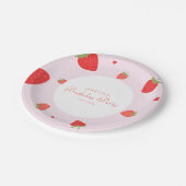 Aardbei Sweet Girly verjaardagsfeestje Papieren Bordje (Gekanteld)