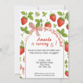 Aardbei Sweet Kids Verjaardag Uitnodiging | Roze (Voorkant)