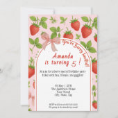 Aardbei Sweet Kids Verjaardag Uitnodiging | Roze (Voorkant)