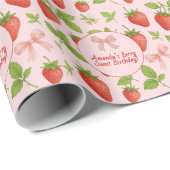 Aardbei Sweet Kids verjaardagsfeestje - Cadeaupapier (Rol Hoek)