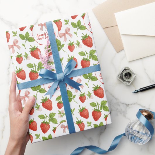 Aardbei Sweet Kids verjaardagsfeestje - Cadeaupapier (Geschenken)