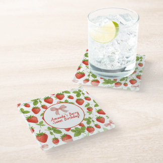 Aardbei Sweet Kids verjaardagsfeestje - Glazen Onderzetter