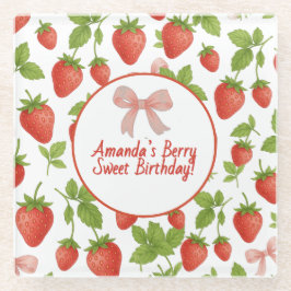 Aardbei Sweet Kids verjaardagsfeestje - Glazen Onderzetter