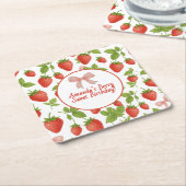 Aardbei Sweet Kids verjaardagsfeestje - Kartonnen Onderzetters (Schuin)