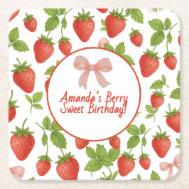 Aardbei Sweet Kids verjaardagsfeestje - Kartonnen Onderzetters