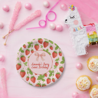 Aardbei Sweet Kids Verjaardagsfeestje Papier Borde Papieren Bordje