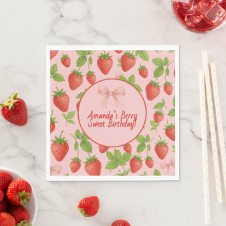 Aardbei Sweet Kids Verjaardagsfeestje Papier Serve Servet