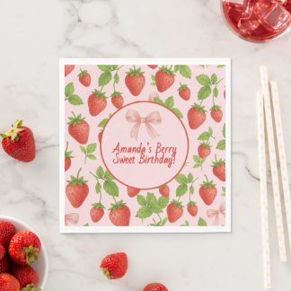 Aardbei Sweet Kids Verjaardagsfeestje Papier Serve Servet