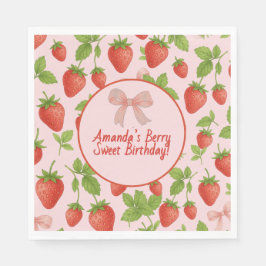 Aardbei Sweet Kids Verjaardagsfeestje Papier Serve Servet
