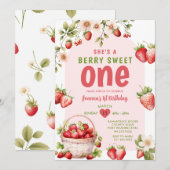 Aardbei Sweet One Berry 1e verjaardag Kaart (Voorkant / Achterkant)