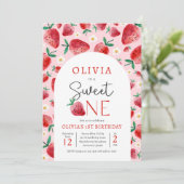 Aardbei Sweet One Berry 1e verjaardagsfeestje Kaart (Staand voorkant)