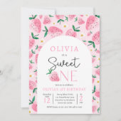 Aardbei Sweet One Berry 1e verjaardagsfeestje Kaart (Voorkant)