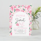 Aardbei Sweet One Berry 1e verjaardagsfeestje Kaart (Staand voorkant)