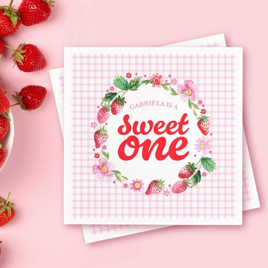 Aardbei Sweet One Berry eerste verjaardag Servet