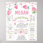 Aardbei Sweet one Birthday milestone Poster (Voorkant)