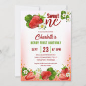 Aardbei Sweet ONE Eerste Verjaardag uitnodiging (Voorkant)