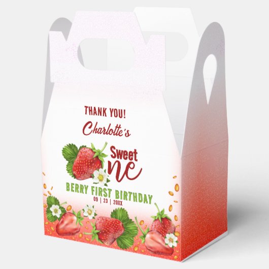 Aardbei Sweet ONE Eerste Verjaardagsfeest Bedankdoosjes (Geopend)