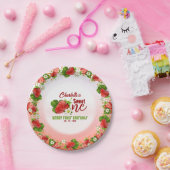 Aardbei Sweet ONE Eerste Verjaardagsfeest Papieren Bordje (Feest)