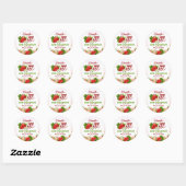 Aardbei Sweet ONE Eerste Verjaardagsfeest Ronde Sticker (Vel)