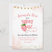 Aardbei Sweet One First Birthday Uitnodiging (Voorkant)