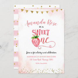 Aardbei Sweet One First Birthday Uitnodiging