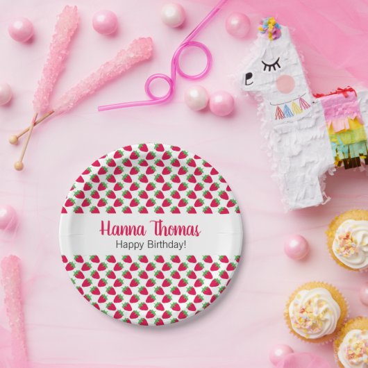 Aardbei Sweet Pattern Verjaardag Papieren Bordje (Feest)
