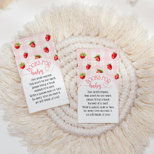 Aardbei Sweet rustieke boeken Baby meisje douche Informatiekaartje