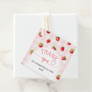 Aardbei Sweet rustieke luier Baby meisje douche Bedankjes Labels