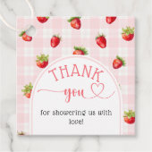 Aardbei Sweet rustieke luier Baby meisje douche Bedankjes Labels (Voorkant)
