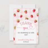 Aardbei Sweet rustieke luier Baby meisje douche Bedankkaart (Voorkant)