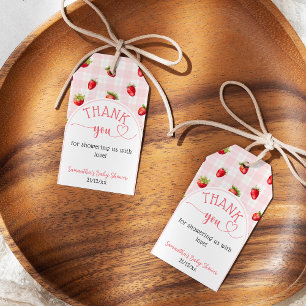Aardbei Sweet rustieke luier Baby meisje douche Cadeaulabel